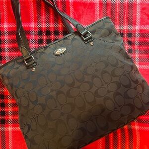 Coach Black Monogram Tote Bag
